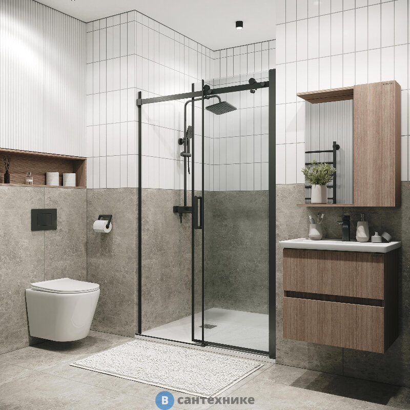 Дверь в нишу Grossman Classic (160х195) графит сатин, стекло прозрачное, раздвижная (100.K33.04.160.42.00)