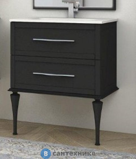 Тумба под раковину Cezares TIFFANY 54949 подвесная с двумя выдвижными ящиками Nero grafite (74x46x55)