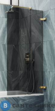 картинка Шторка для ванны поворотная на петлях MaybahGlass 1400*405 Стекло 6 мм Графит (MGV-650-3)