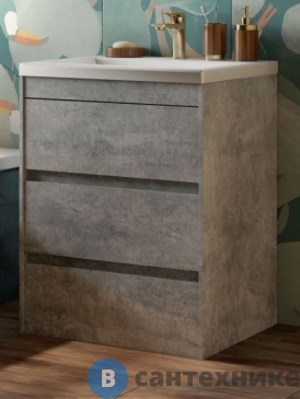 картинка Тумба под раковину Art & MAX FAMILY FAMILY-580-3C-PIA-CV напольная с тремя выкатными ящиками, Cemento Veneto, 580x470x845