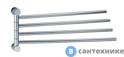 картинка Держатель полотенец WasserKRAFT K-1034 4-е рога металл, хромоникелевое покрытие