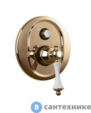 картинка Смеситель Cezares MARGOT-VDIM-02-Bi встраиваемый однорычажный для душа с переключателем, бронза, ручка белая