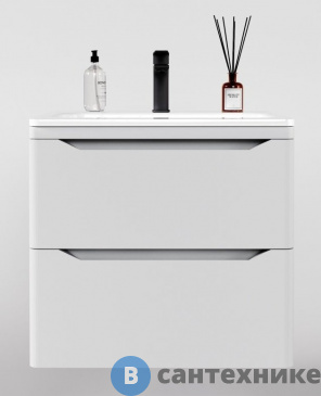 картинка Тумба под раковину Style line подвесная Марелла 70 (2 ящ.) Люкс антискрейтч белый матовый, PLUS (2000949237664)