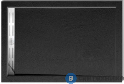картинка Душевой поддон Cezares TRAY-AS-AH-120/90-30-NERO из искусственного мрамора, чёрный матовый, без сифона