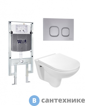 картинка Унитаз с инсталляцией WELTWASSER и кнопкой смыва (AMBERG 497 ST + BAARBACH 004 GL-WT + AMBERG RD-CR)