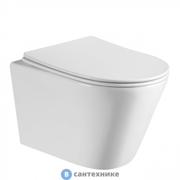 Унитаз подвесной ABBER Bequem AC1102 белый, безободковый, сиденье микролифт