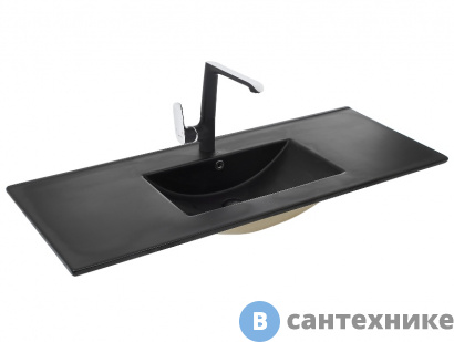 картинка Раковина WELTWASSER DEILBACH 7506-120 MT- BL врезная (матовая чёрная) /1205х470х180/