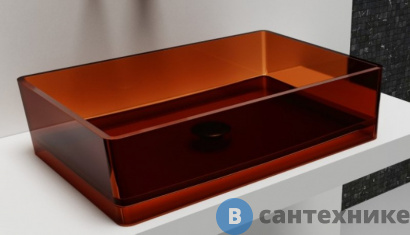 картинка Раковина ABBER Kristall AT2803Opal, накладная прозрачная, коричневый