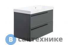 Тумба под раковину La Fenice Elba Twin Grigio 90 см серая матовая (FNC-01-ELB-G-90-2)