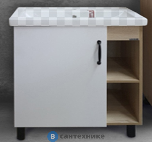 Тумба под раковину Grossman ФЛАЙ-70 дуб сонома/белая напольная (ум.Фостер-70)