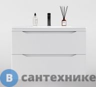Тумба под раковину Style line подвесная Марелла 80 (2 ящ.) Люкс антискрейтч белый матовый, PLUS (2000949237695)