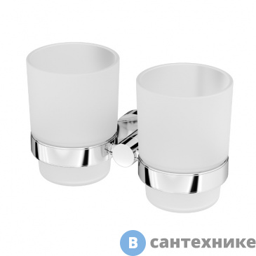 картинка Стакан AM.PM Sense L A74343400 двойной стеклянный с настенным держателем, хром