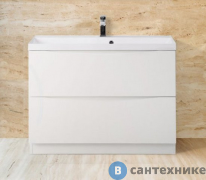 картинка Тумба под раковину BelBagno 80 см MARINO-800-2C-PIA-BL-P напольная с двумя выкатными ящиками, Bianco Lucido