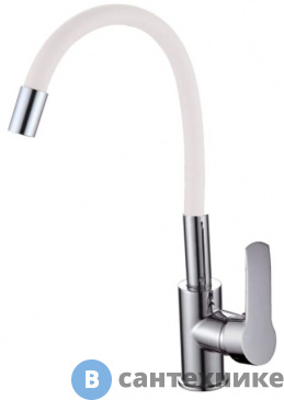 картинка Смеситель Maxonor MN70112-8 для кухни гибкий излив белый/хром