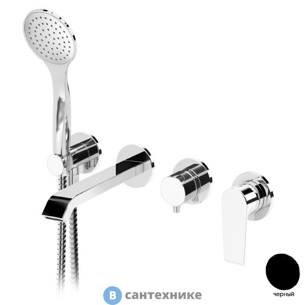 Смеситель Cezares NAUTIC-VDM3-NOP встраиваемый для ванны и душа однорычажный с поворотным переключателем на 3 выхода, в комплекте с ручным душем