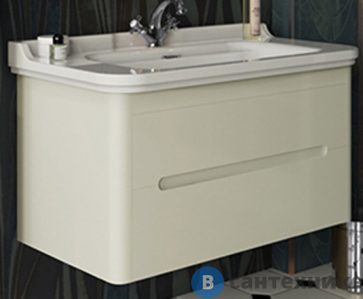 картинка Тумба под раковину Kerasan Waldorf подвесная с 2-мя ящиками, bi vaniglia matt (925530 bi vaniglia matt)