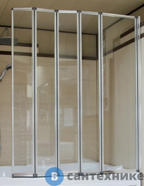 картинка Шторка на ванну Radomir стеклянная, складная (5 секций, прозрачная, профиль хром) (1-08-2-0-0-1360)