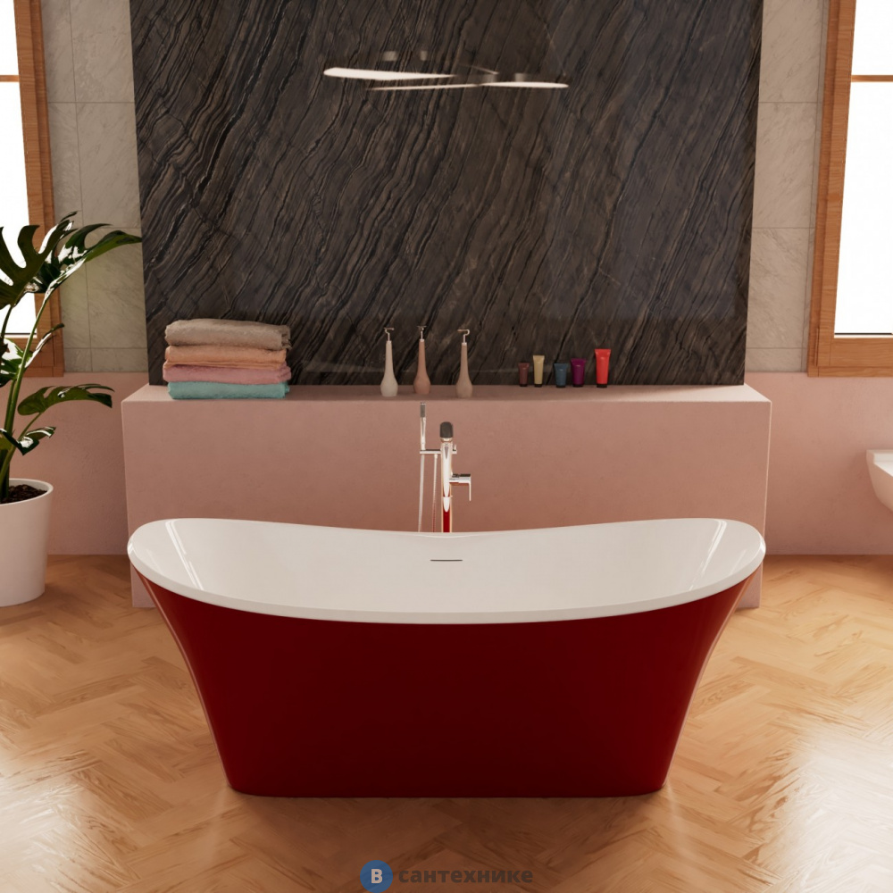 Ванна Frank F6104 White/Red акрил, отдельностоящая