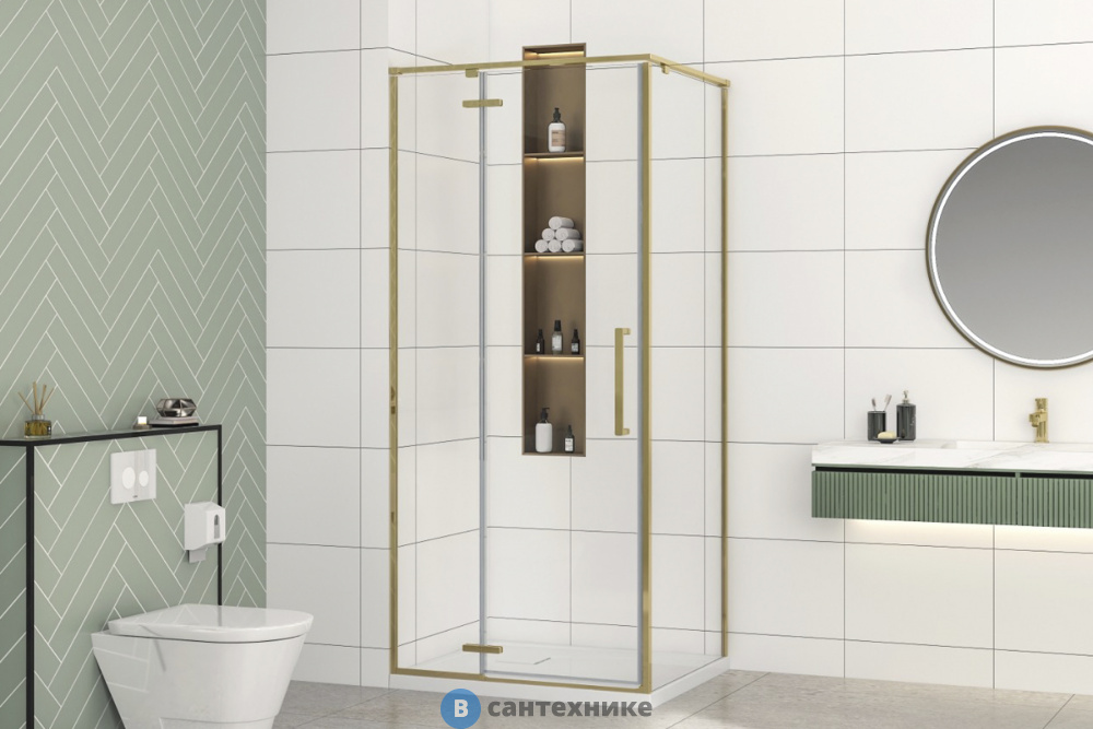 Душевой уголок Royal Bath BERN-V RB100x90х195-T-GD (прозрачное) (BERN-V RB9100-T-GD)
