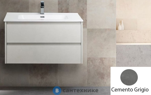 Тумба под раковину BelBagno KRAFT подвесная с двумя выкатными ящиками, Cemento Grigio, 900x460x500 (KRAFT-900-2C-SO-CG)