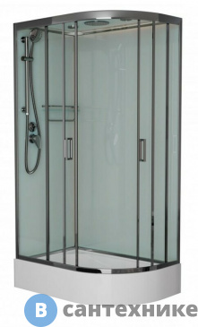 картинка Душевая кабина Frank F412/1L М Brilliant левосторонняя средний поддон матовое стекло