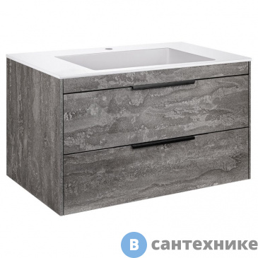 картинка Тумба под раковину Vincea Chiara 2D 800 подвесная, 2 выкатных ящика soft-close, G.Stone (VMC-2C2800GS)