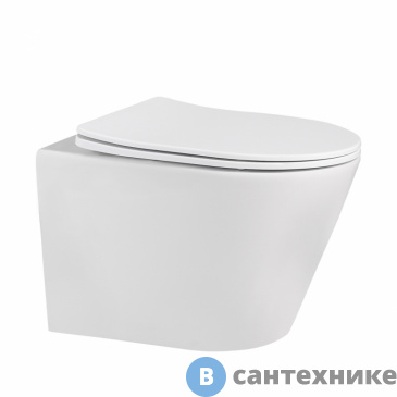 картинка Унитаз ABBER Bequem AC1102MW подвесной белый матовый, безободковый, сиденье дюропласт микролифт