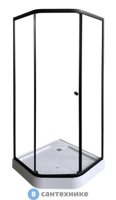 Душевой уголок Parly ZEP91B (90*90*197) чёрный профиль, прозрачное стекло, низкий поддон 12 см