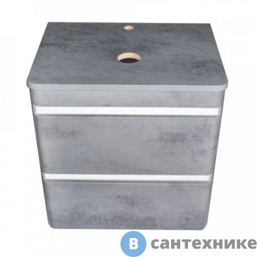 картинка Тумба под раковину Style line Атлантика 70, Люкс бетон темный, (2 ящ.), со столешницей МДФ, подвесная PLUS (2000949234472)