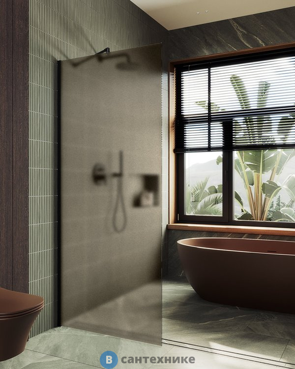 Душевая перегородка в профиле MaybahGlass 1950*690 Стекло 8 мм Бронза матовая (MGD-703-6ш)