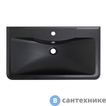 картинка Раковина BelBagno BB800/455-LV-ART-ALR-NERO чёрная матовая, 800х455х145