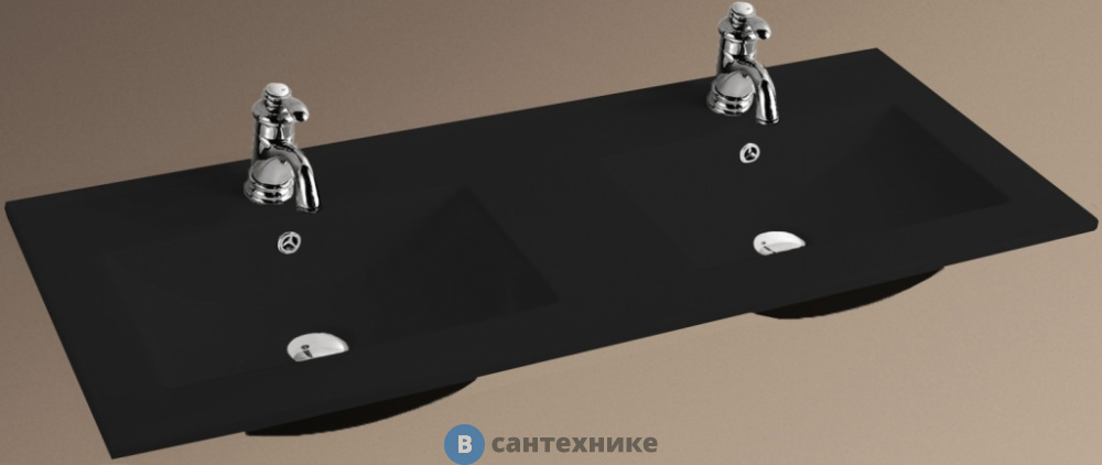 Раковина WELTWASSER DEILBACH 7506-1202 MT- BL врезная (матовая чёрная) /1205х470х180/