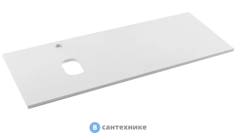 Столешница BelBagno EK-120-AS-BL-L из МДФ, асимметричное левостороннее расположение отверстий для раковины и смесителя, 1204x462x19, Bianco Lucido