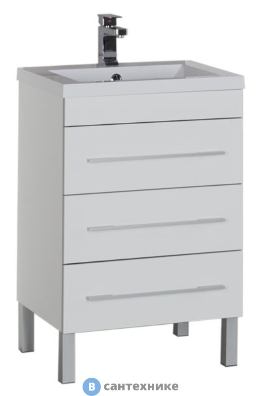 Тумба под раковину Aquanet Верона 58 напольная с 3-мя ящ. белый (178253)