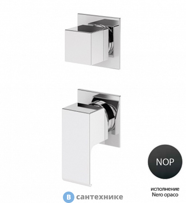 Смеситель Cezares PORTA-VDIM3-M-NOP встраиваемый, однорычажный для душа с поворотным переключателем на 3 выхода, чёрный матовый