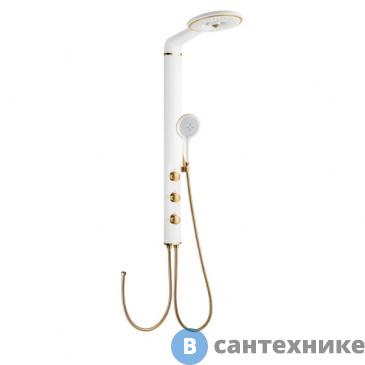 картинка Душевая стойка GLLON SL 1301 GW белая+золото (07011301-07)