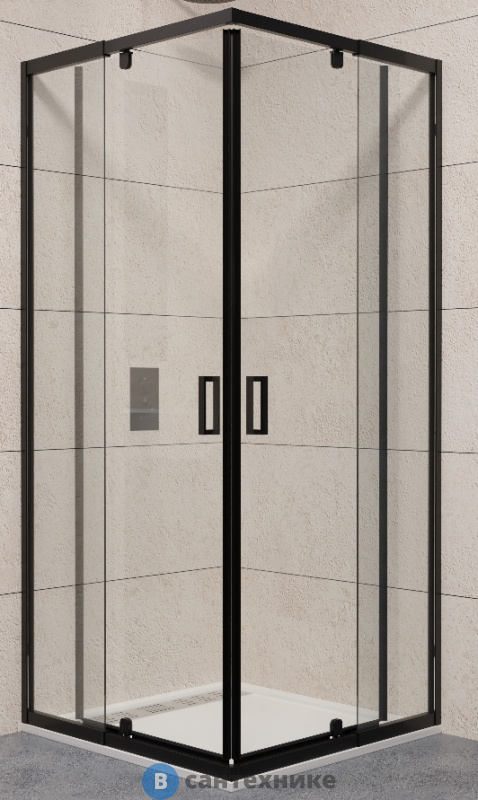 Душевой уголок RGW PA-038B чёрный/Прозрачное/6 мм 90-100*90-100*19 (350803899-14), без поддона