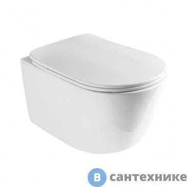 картинка Унитаз подвесной AXA Eva 8801001 550х360 мм, безободковый, White Glossy, без сиденья