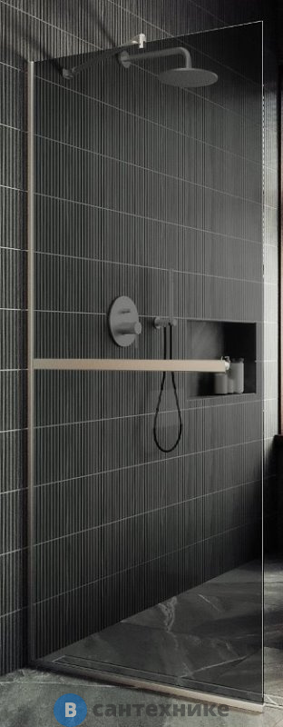 Душевая перегородка в профиле MaybahGlass 1950*790 Стекло 8 мм Графит +Полотенцесушитель (MGD-729-5у)