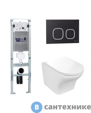 картинка Унитаз с инсталляцией WELTWASSER и кнопкой смыва (AMBERG 350 ST + ODENBACH 004 GL-WT + AMBERG RD-BL)