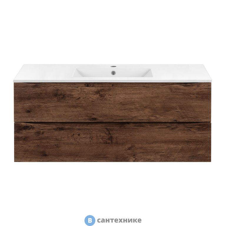 Тумба под раковину Vincea Mia 1200 подвесная, 2 выкатных ящика soft close, R.Wood (VMC-2MC120RW)