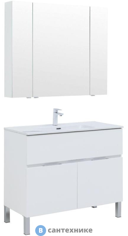 Комплект мебели Aquanet Алвита new 100 напольн. 1 ящ., 2 дв. белый матовый (274184)