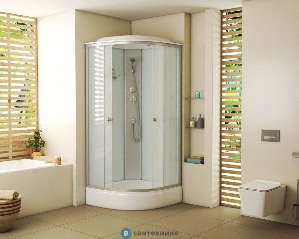 Душевая кабина Niagara Eco E100/26/MT (100х100х215) средний поддон (26см), стекло матовое
