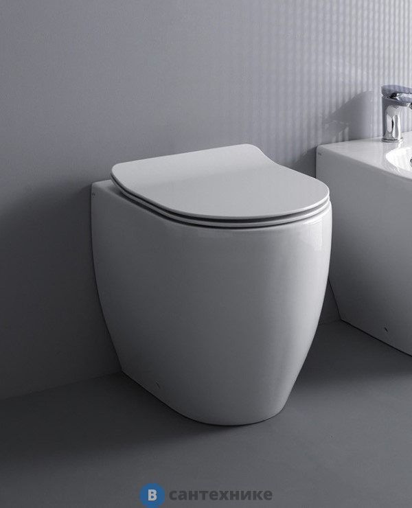 Унитаз пристаной AXA Glomp 0201401 BTW 510х365 мм, безободковый, White Glossy, без сиденья