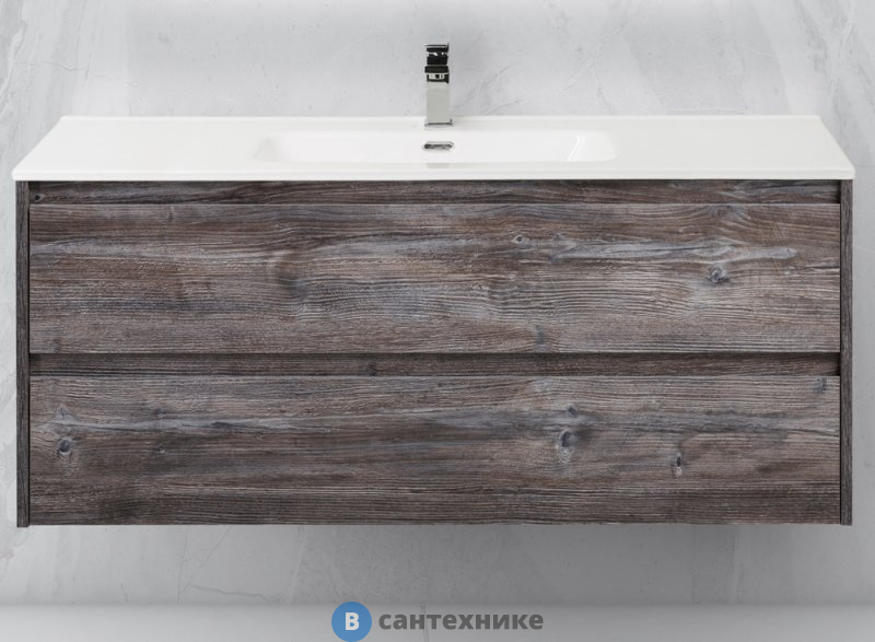 Тумба под раковину BelBagno 121 см KRAFT-1200-2C-SO-PP подвесная с двумя выкатными ящиками, Pino Pasadena