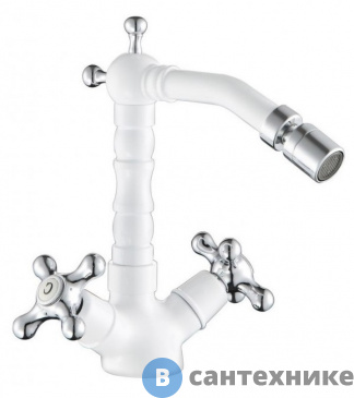 картинка Смеситель Cezares RETRO-C-BS2-BLC на биде с донным клапаном, белый