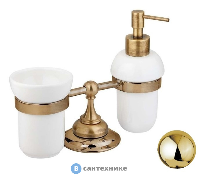 Стакан Cezares APHRODITE-TDTP-03/24 и диспенсер настольные, золото