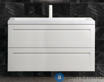 картинка Тумба под раковину Art & MAX PLATINO AM-Platino-1000-2C-SO-BL подвесная с двумя выкатными ящиками, белый глянец