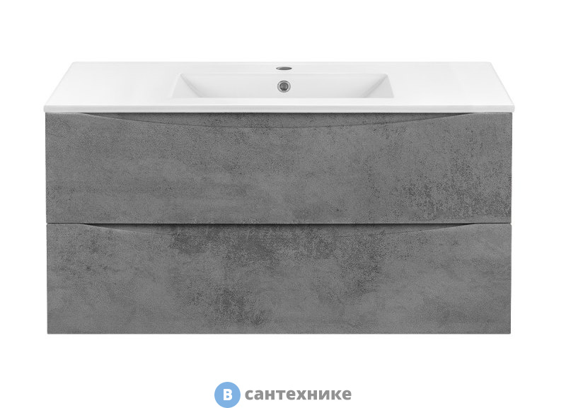 Тумба под раковину Vincea Mia 1000 подвесная, 2 выкатных ящика soft close, Beton (VMC-2MC100BT)