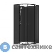 Душевая кабина Loranto CS-21800BP 90x90x(190+15) см c низким поддоном 15 см, прозрачное стекло, задним стенки черные, профиль черный